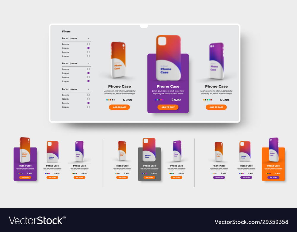 Ui set product cards for online store and Vector Image