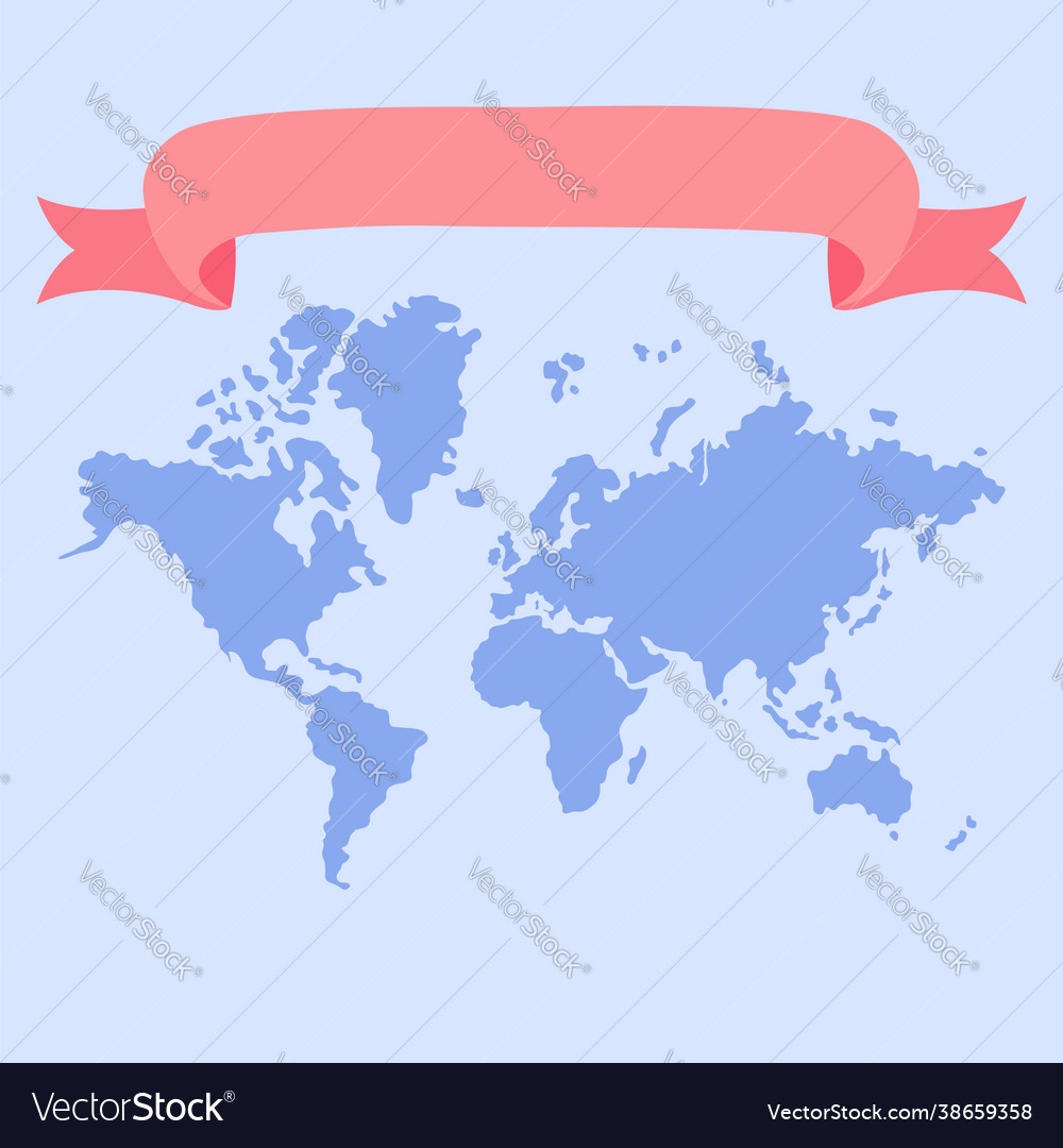 World map and ribbon template for text