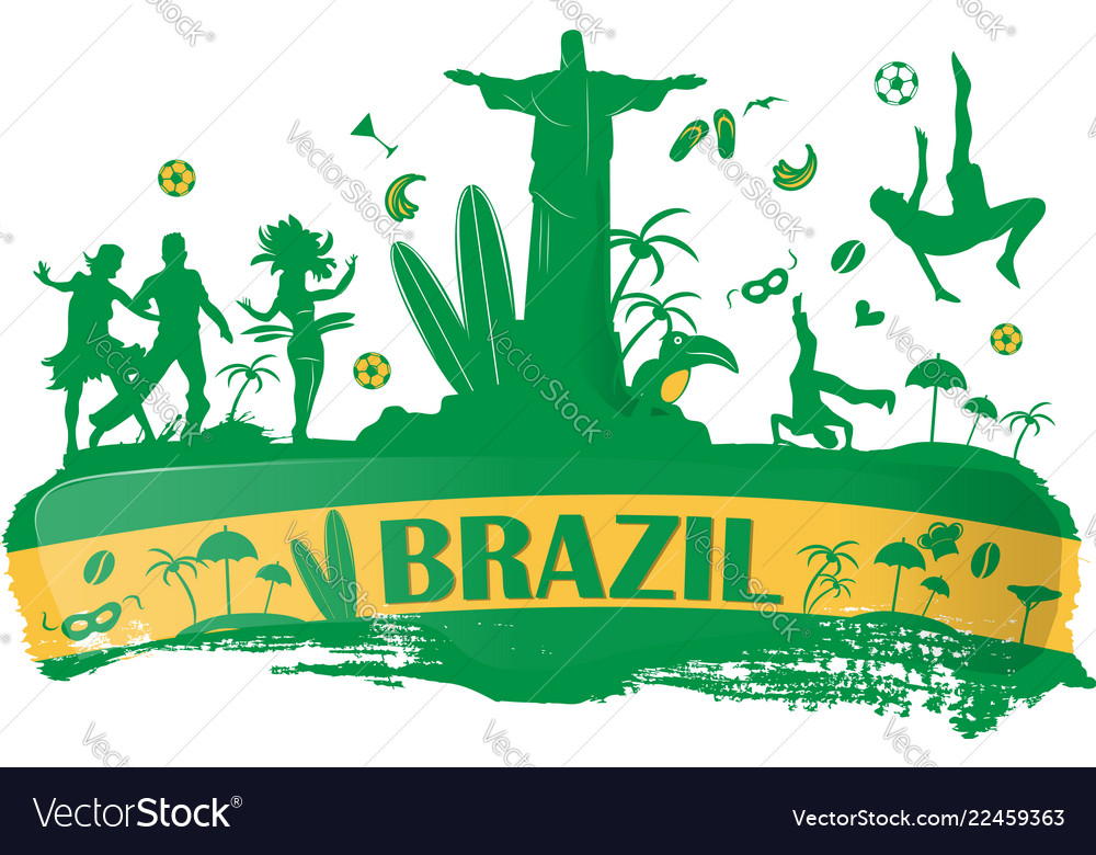 Brazil Banner With Icon Royalty Free Vector Image