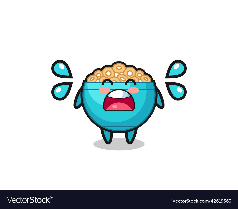 Cereal bowl cartoon with crying gesture