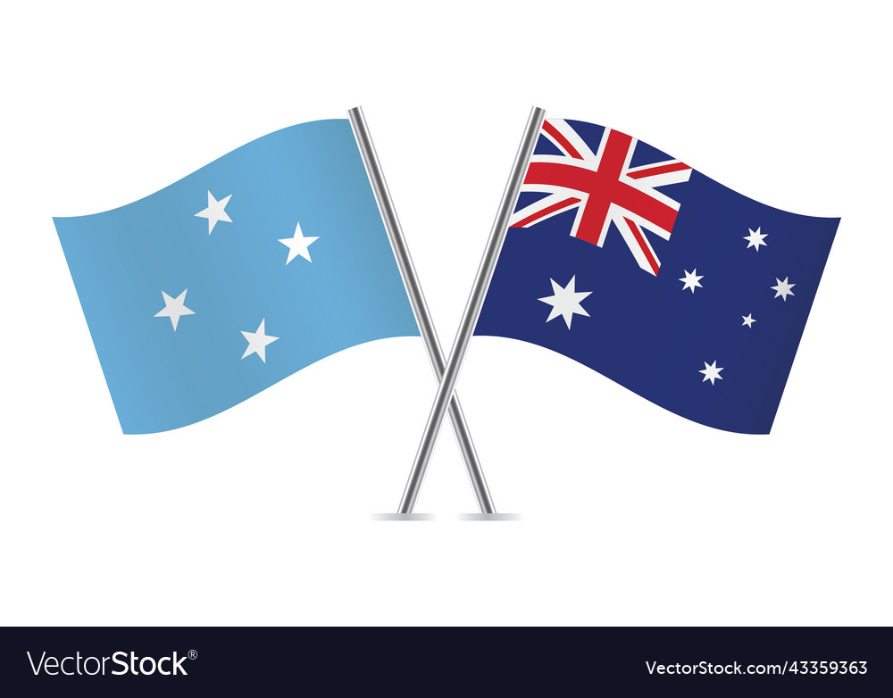 Micronesia and australia crossed flags Royalty Free Vector