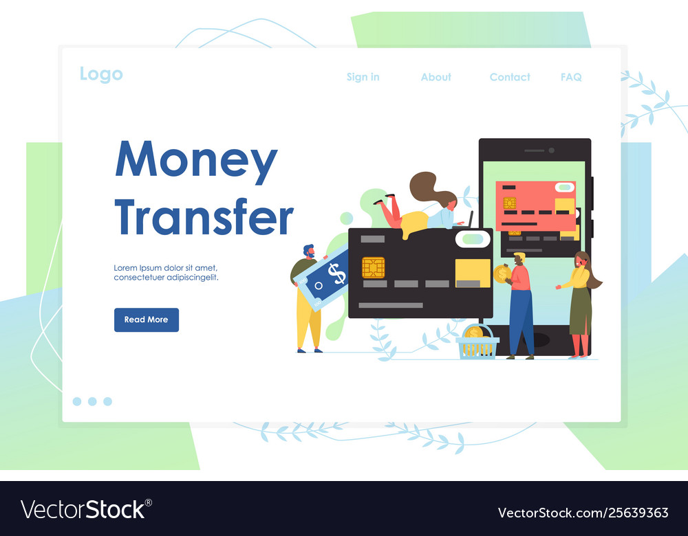 Money Transfer Website Landing Page Design Vector Image