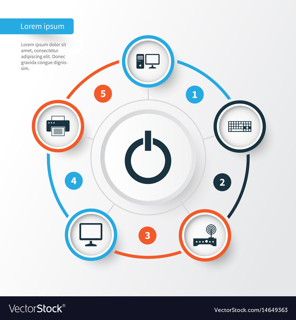 Notebook icons set collection of router printing