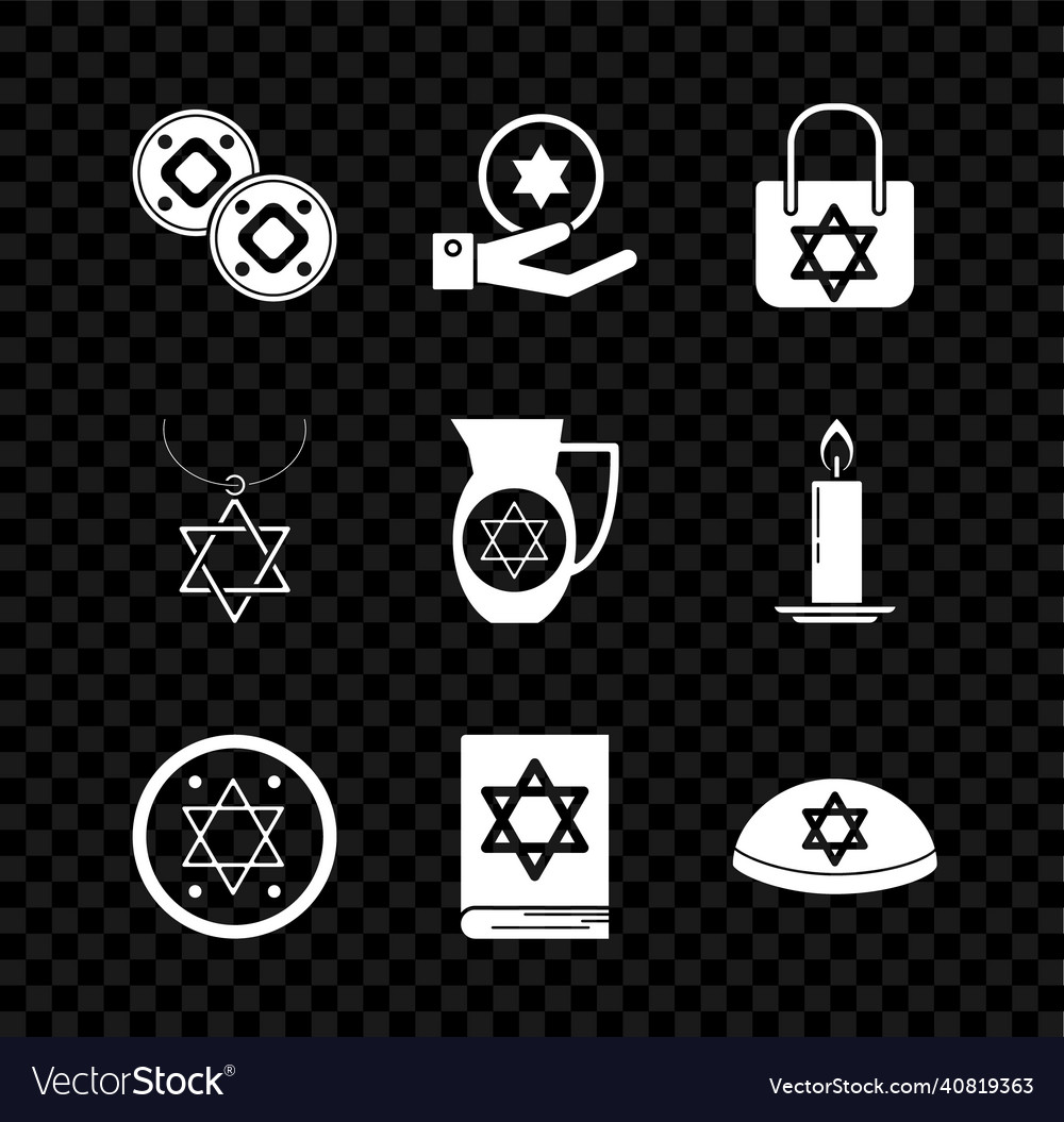 Set Jewish Coin On Hand Shopping Bag With Star Vector Image