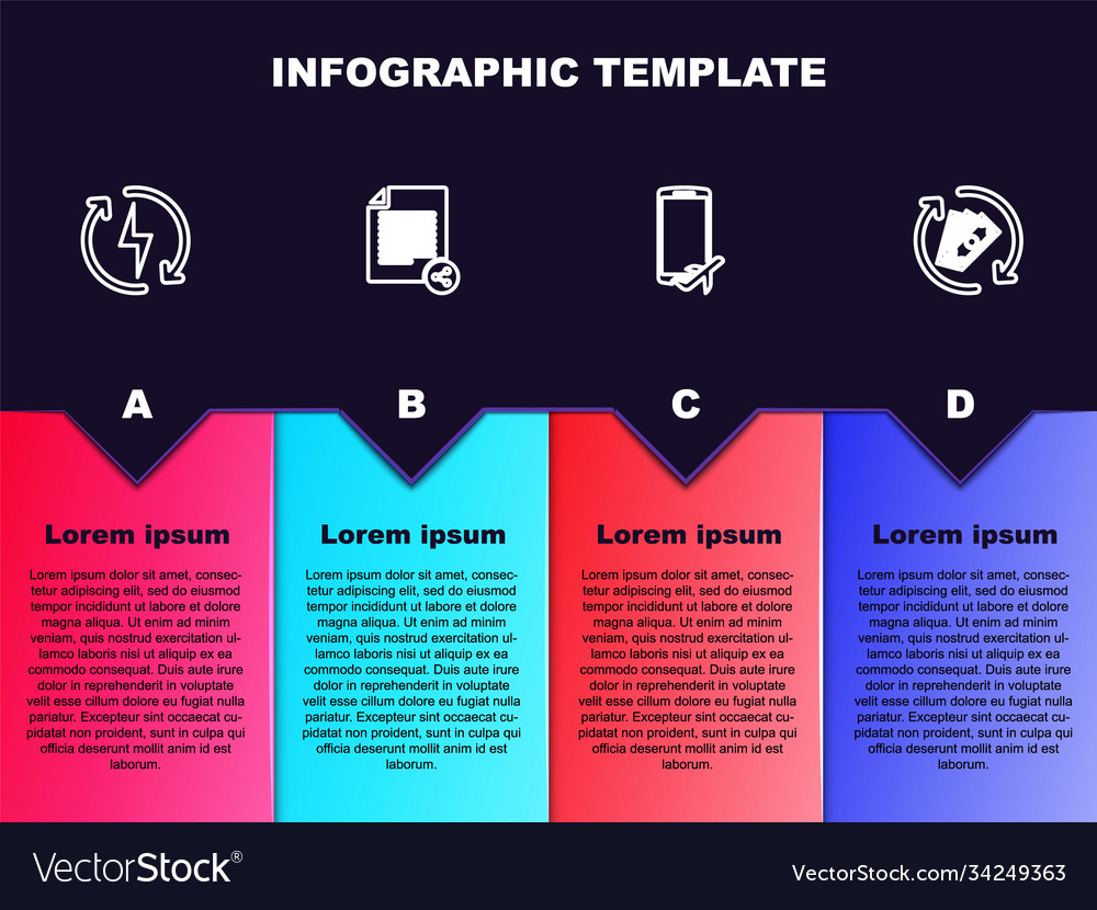 Set line recharging share file flight mode vector image Set line recharging share file flight mode