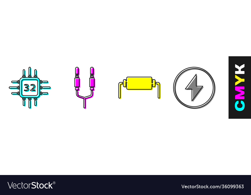 Set processor with microcircuits cpu audio jack vector image Set processor with microcircuits cpu audio jack