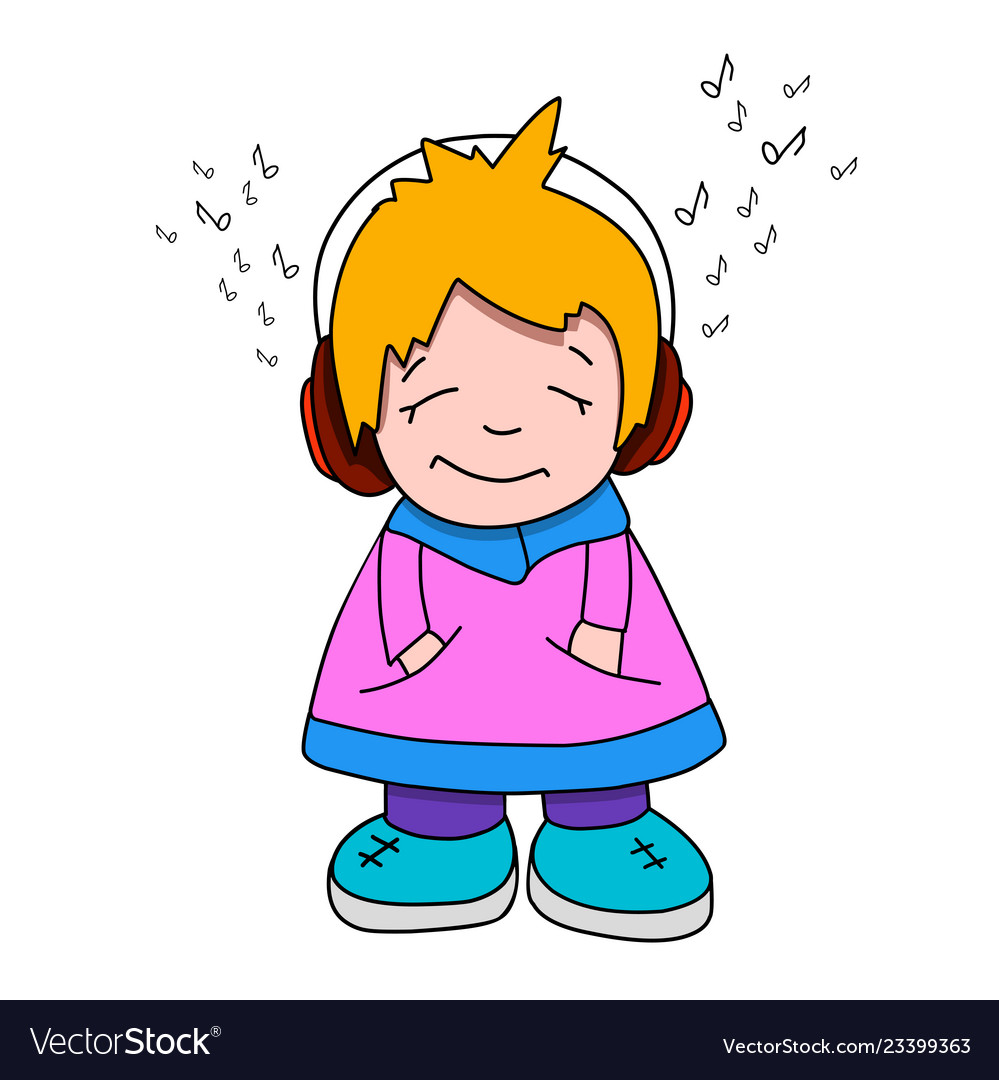Stock cartoon girl in headphones