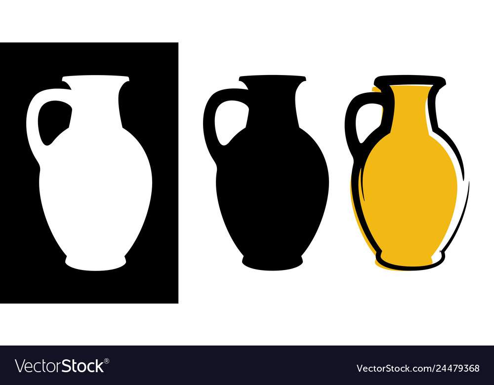 Amphora image in yellow color and silhouettes