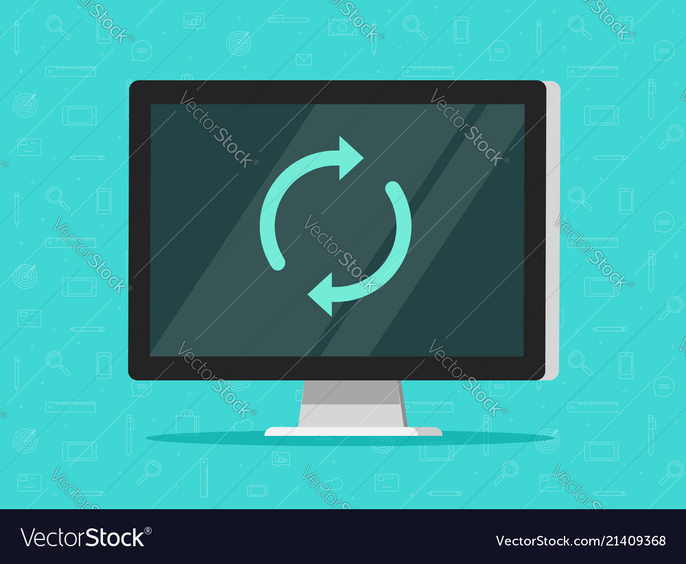Computer updating flat Royalty Free Vector Image