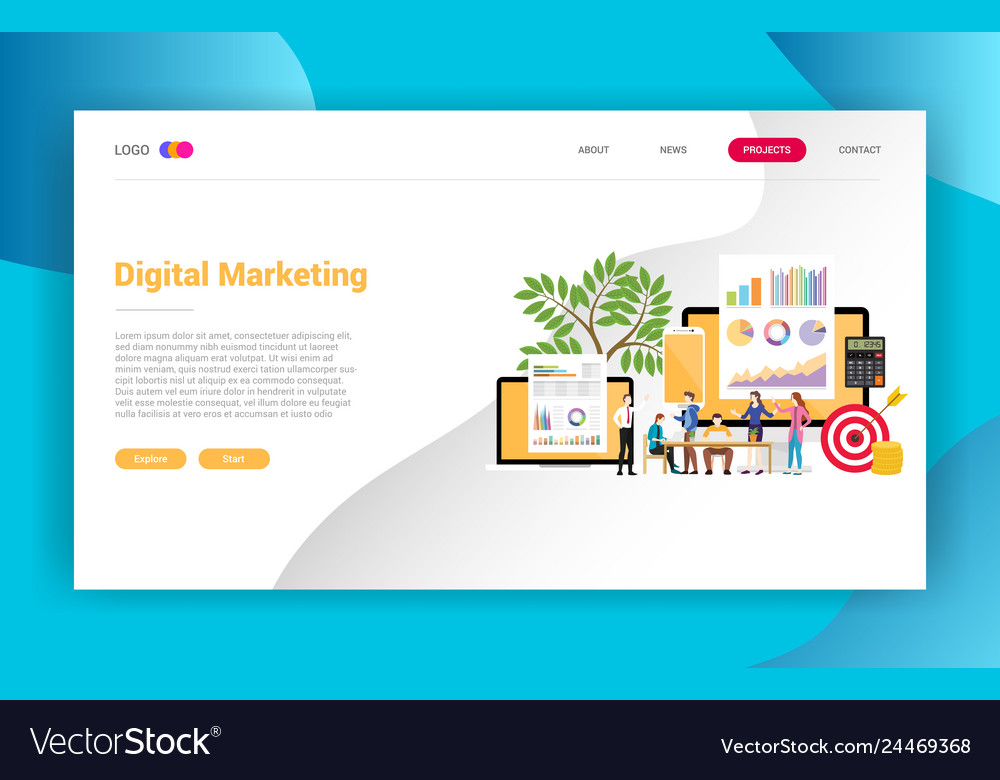 Digital marketing business landing page campaign Vector Image