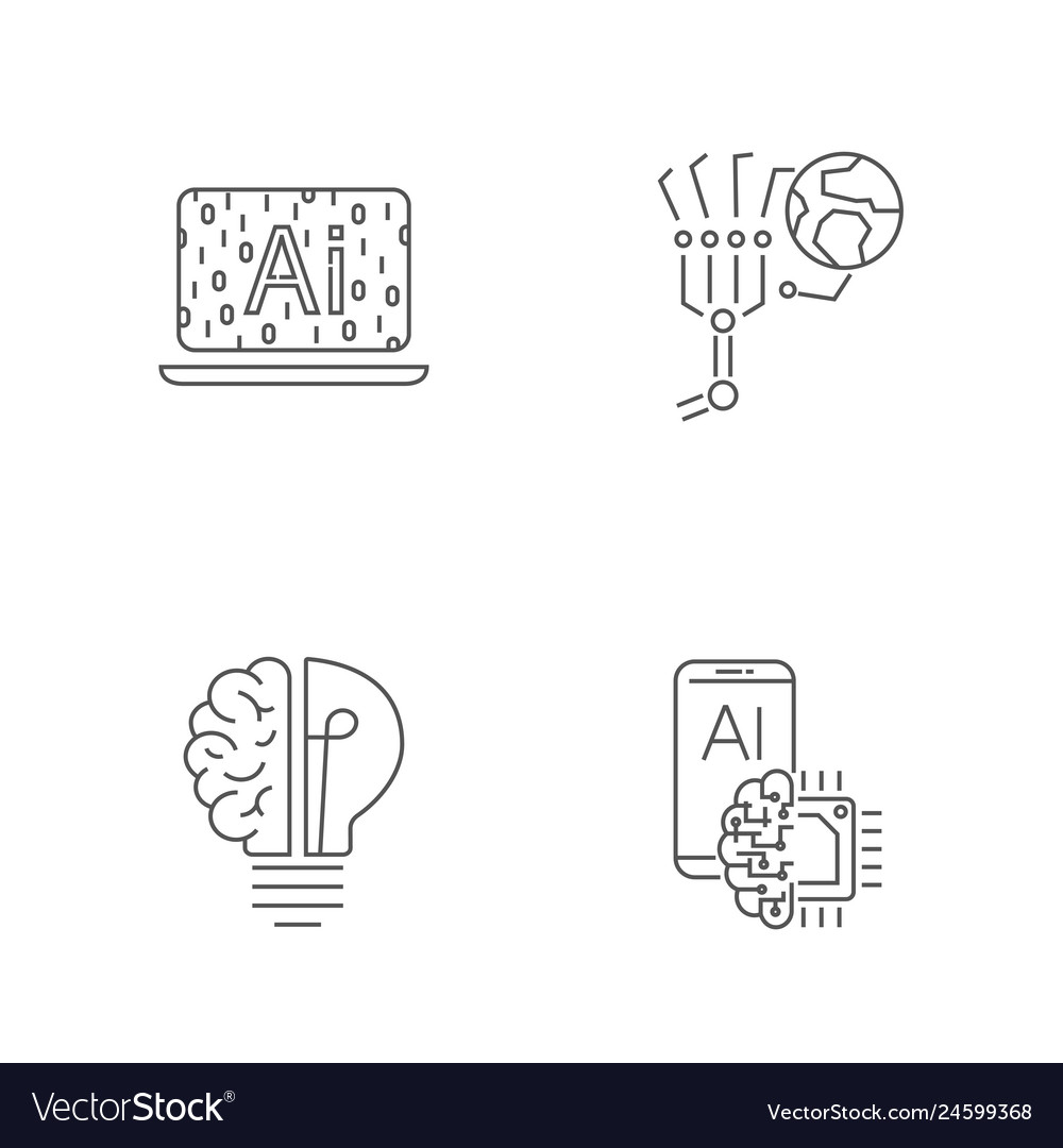 Digital technology icons set ai iot hi-tech vector image Digital technology icons set ai iot hi-tech