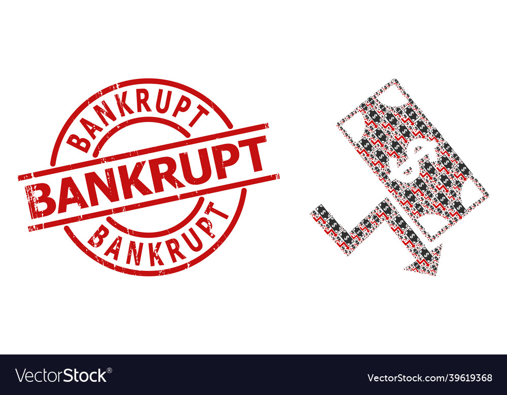 Dollar down trend icon recursion mosaic and rubber Vector Image Dollar down trend icon recursion mosaic and rubber