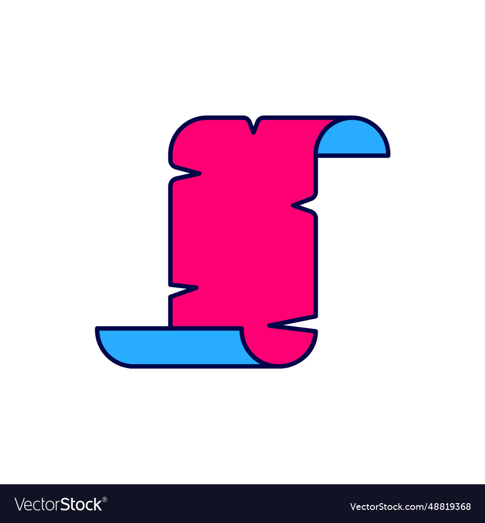 Filled outline ancient papyrus scroll icon