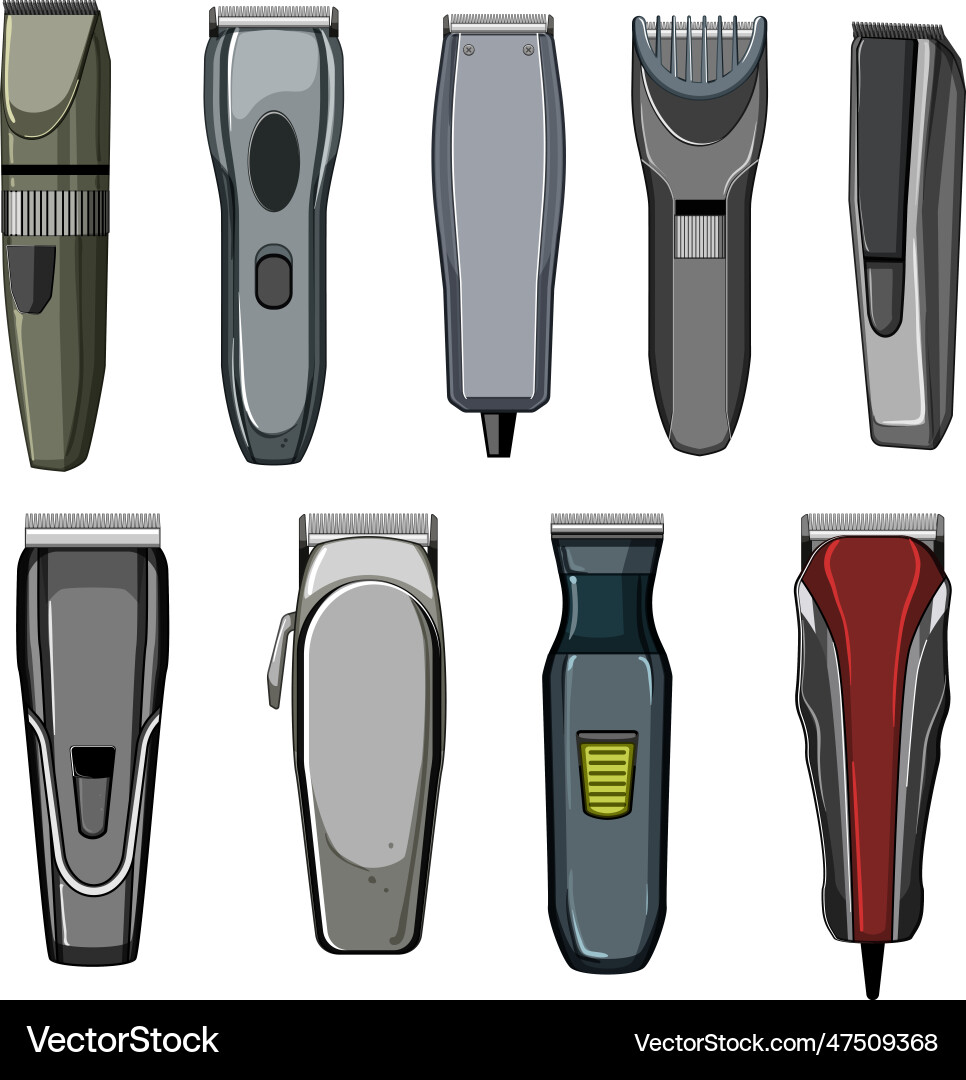 Hair clipper set cartoon Royalty Free Vector Image