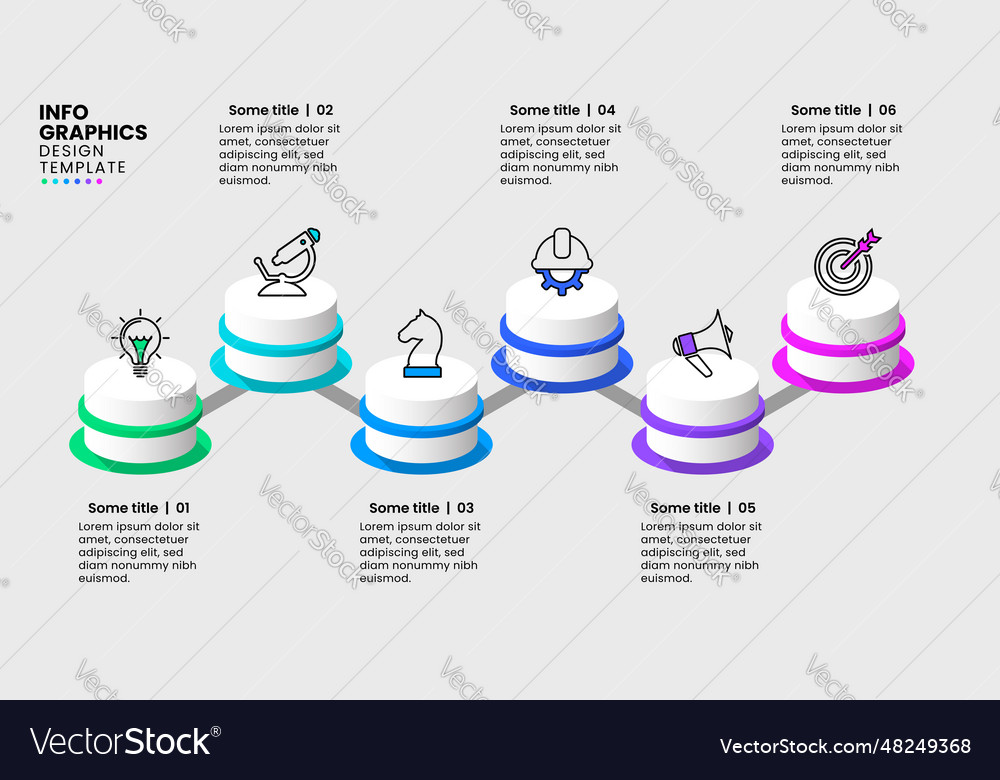 Infographic template isometric columns with line