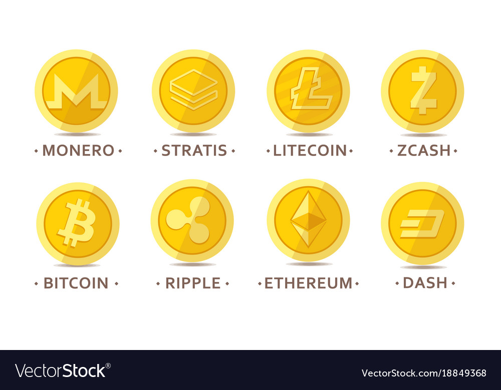 Main cryptocurrency coins set