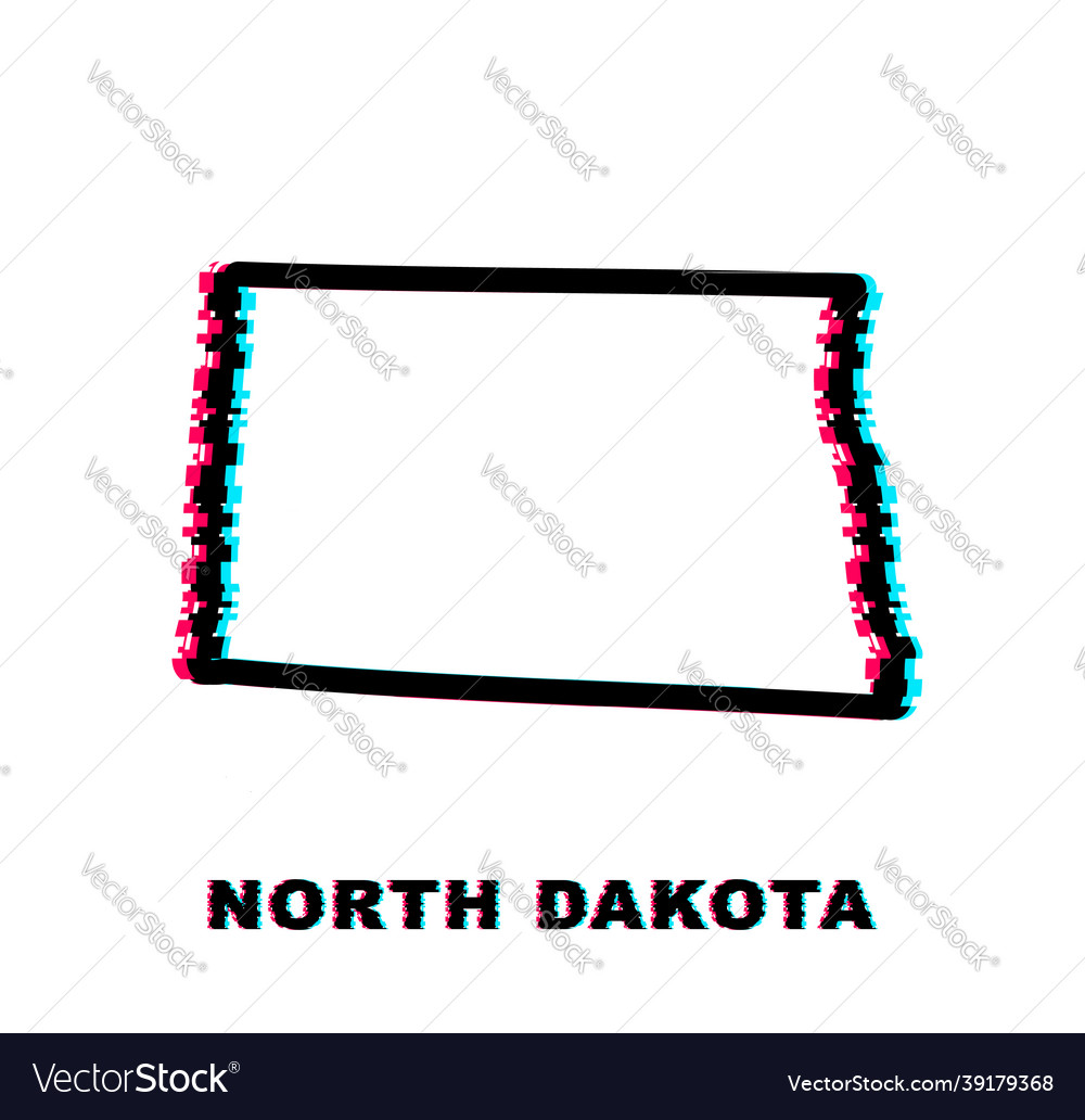 North dakota state map outline glitch icon