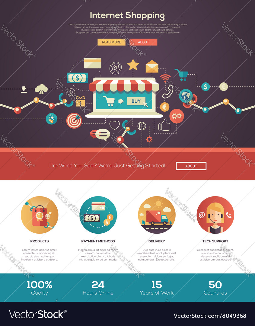 Online Shopping Website Header Banner With Vector Image