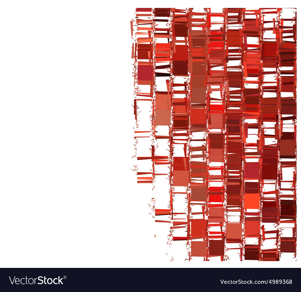 Red fragmented abstract pattern over white