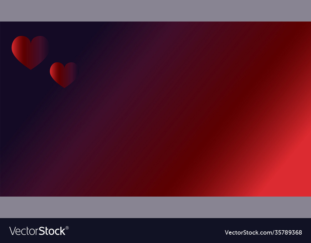 Red gradient abstract background with two hearts vector image Red gradient abstract background with two hearts