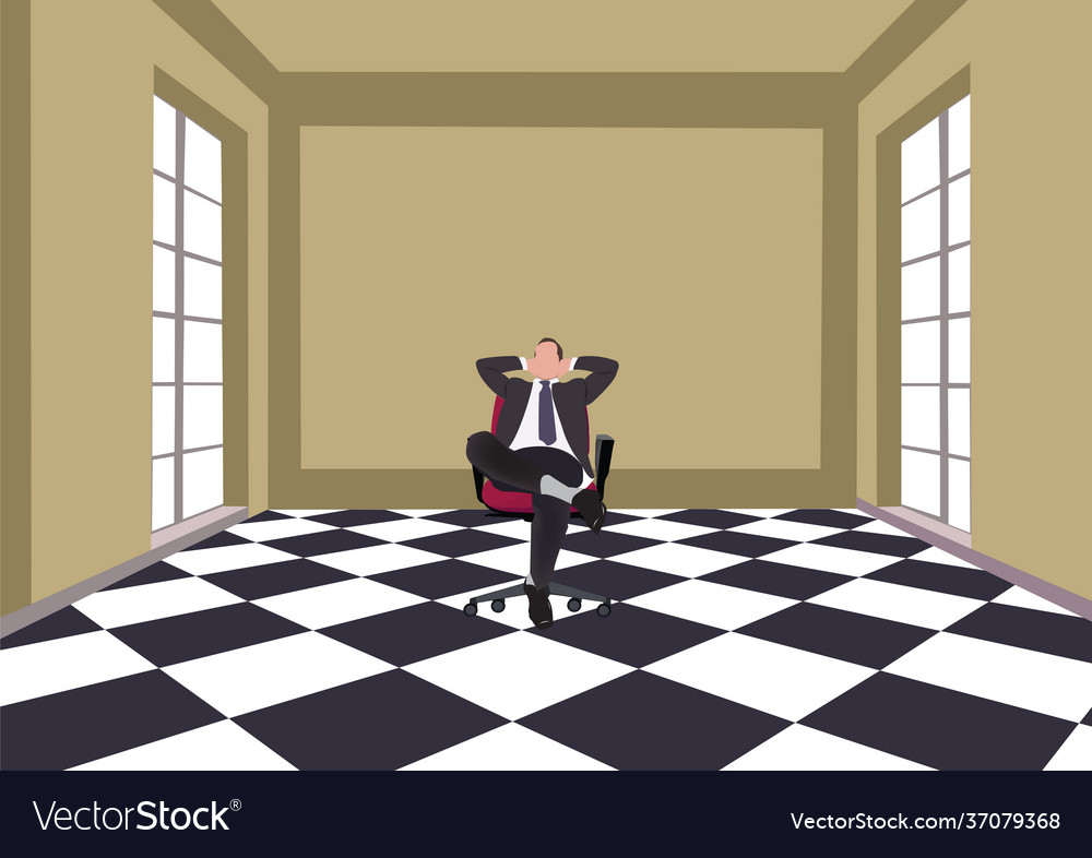 Room with checkered floor person