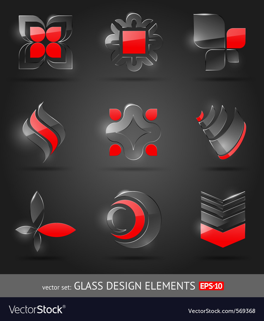 Set abstract glass design elements Royalty Free Vector Image
