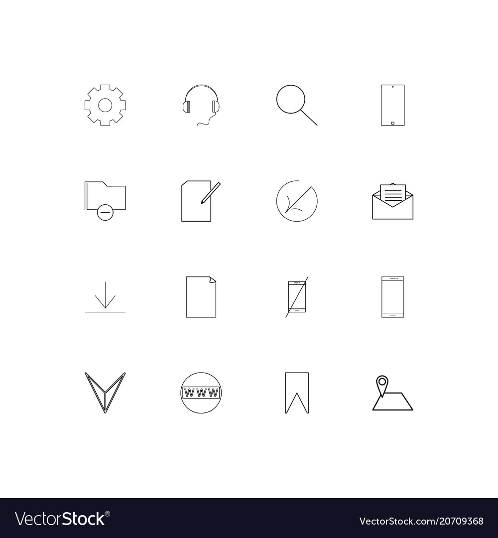Signs and symbols simple linear icons set