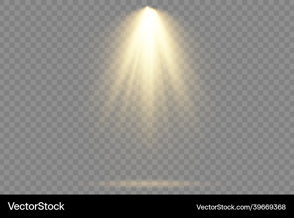Spotlight projector light effect with yellow rays Vector Image