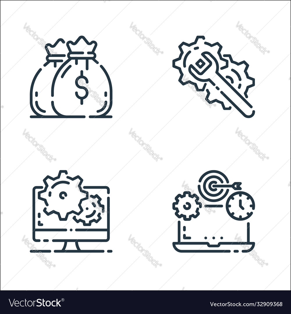 Startup line icons linear set quality vector image Startup line icons linear set quality