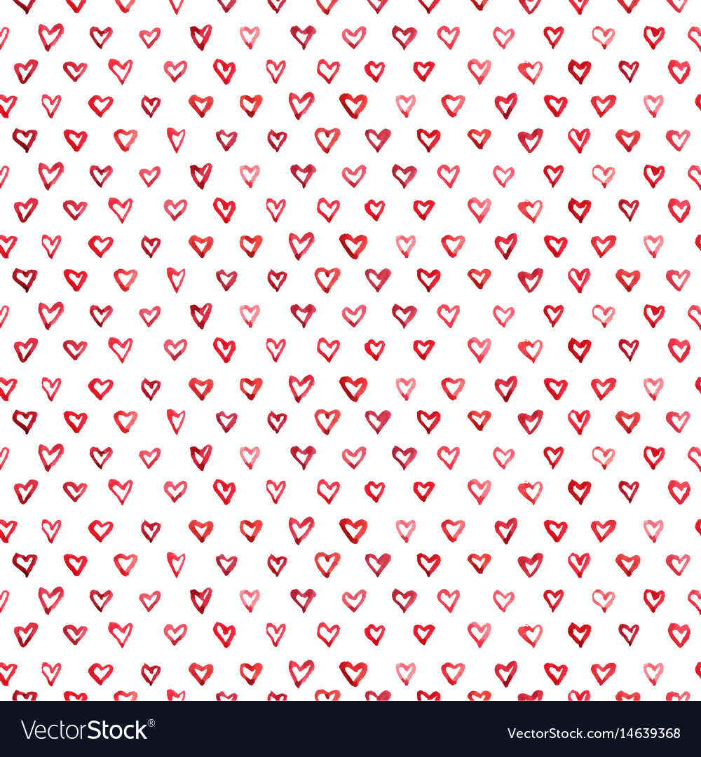 Watercolor hearts pattern Royalty Free Vector Image