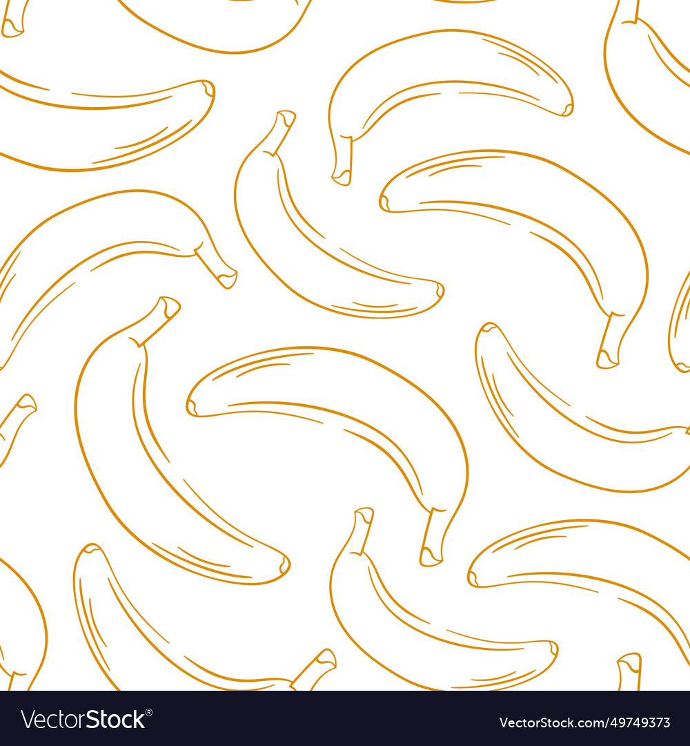 Banana seamless pattern in line art style vector image Banana seamless pattern in line art style