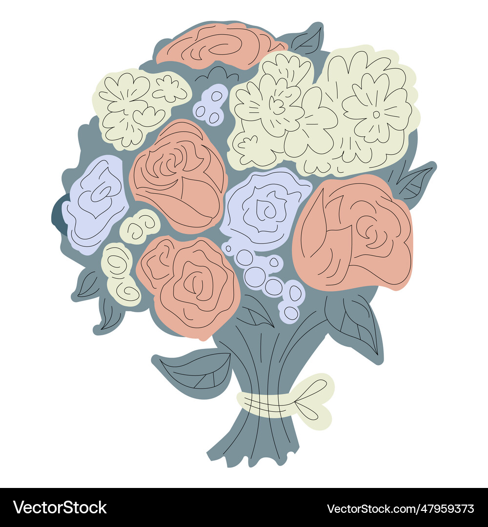 Blue flower bouquet hand drawn Royalty Free Vector Image