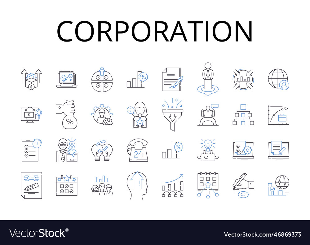 Corporation line icons collection business entity Vector Image