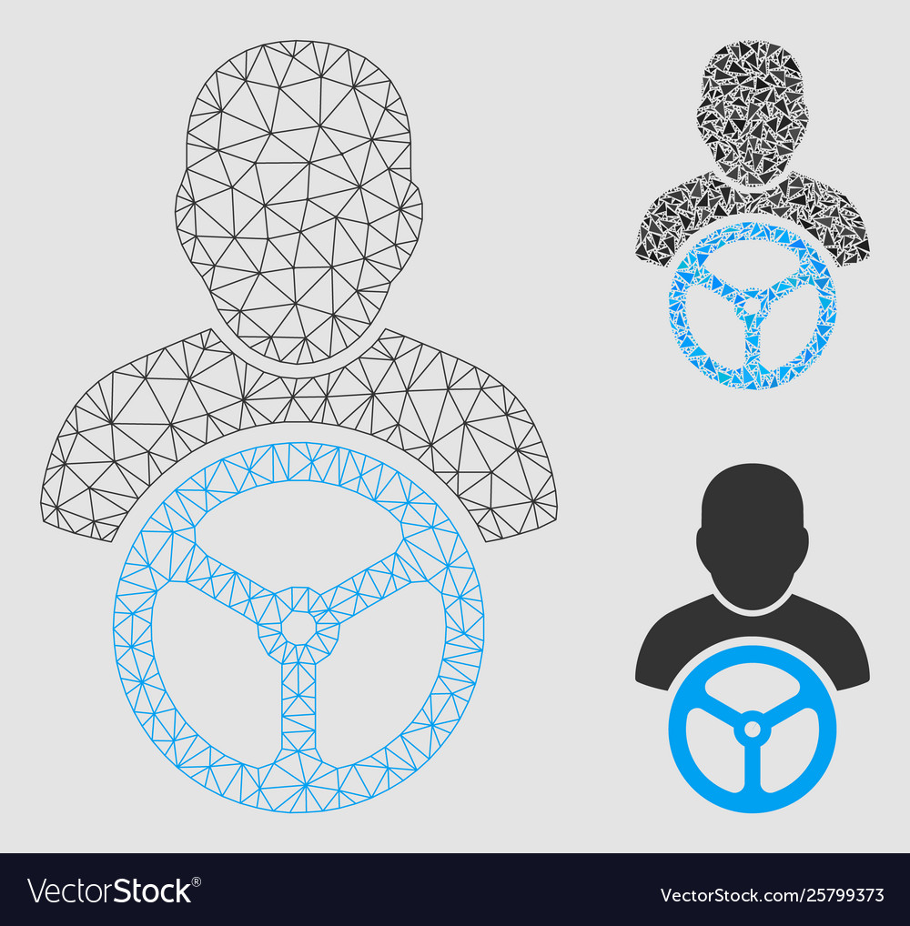 Driver mesh 2d model and triangle mosaic vector image Driver mesh 2d model and triangle mosaic