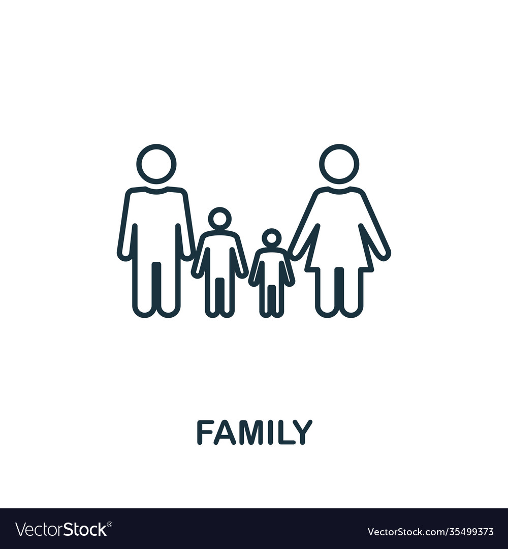 Family outline icon thin line style from Vector Image