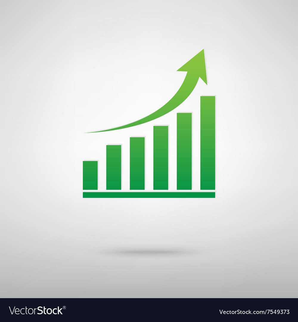 Growing graph green icon Royalty Free Vector Image