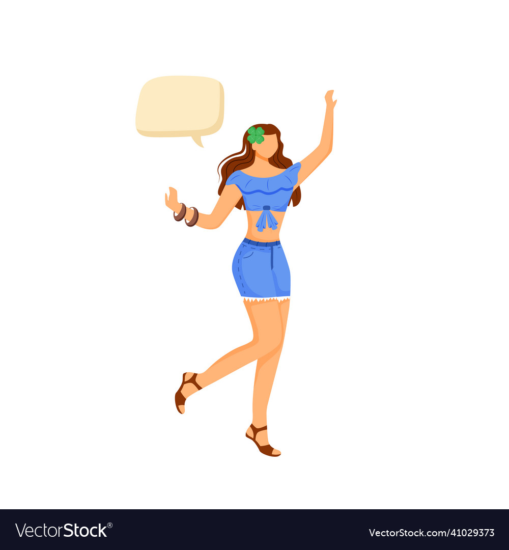 Happy girl flat color faceless character cheerful vector image Happy girl flat color faceless character cheerful