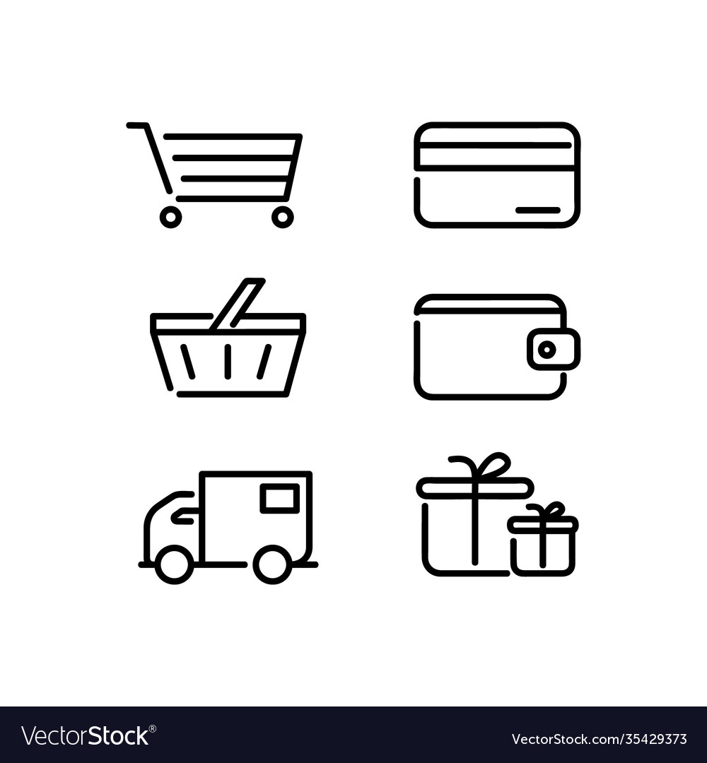 Linear web commerce icon collection design