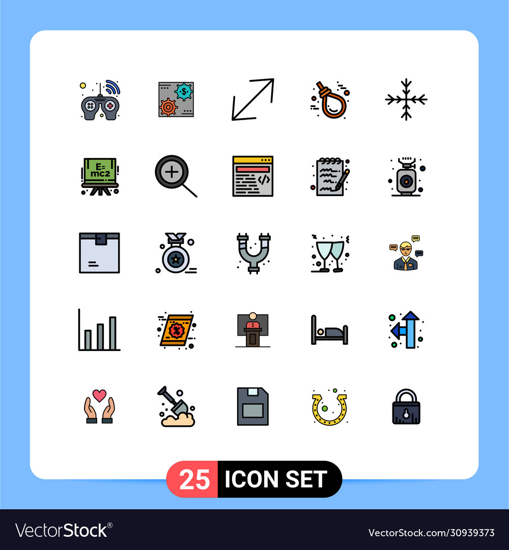 Mobile interface filled line flat color set 25