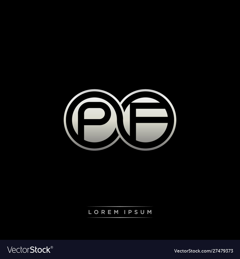 Pf initial letter linked circle capital monogram