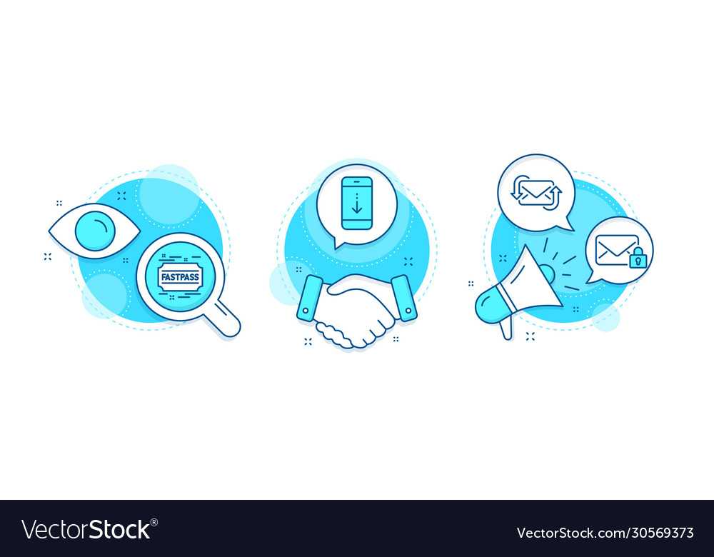 Refresh mail scroll down and fastpass icons set