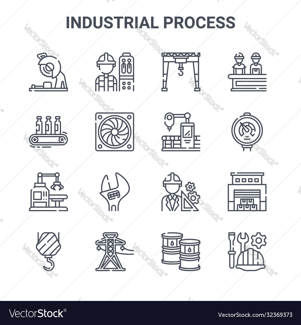 Set 16 industrial process concept line icons