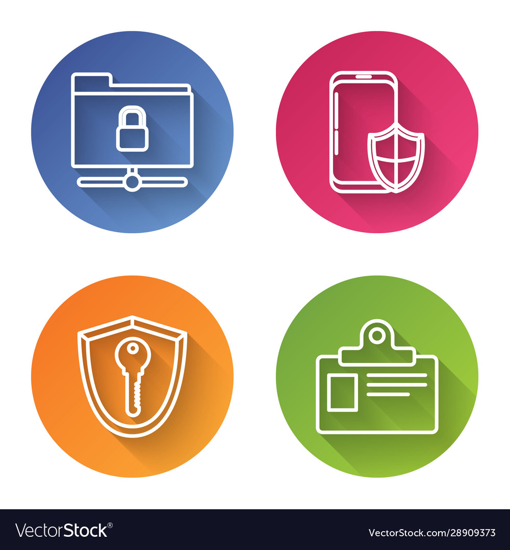 Set line ftp folder and lock smartphone vector image Set line ftp folder and lock smartphone