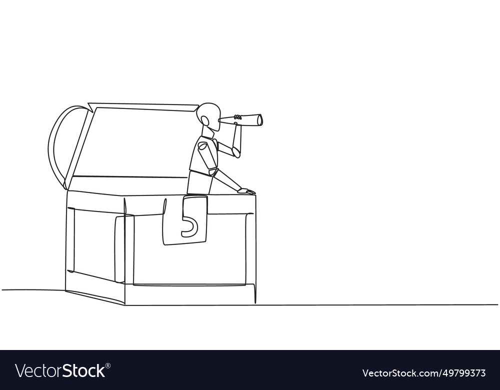 Single continuous line drawing a smart robot Vector Image Single continuous line drawing a smart robot