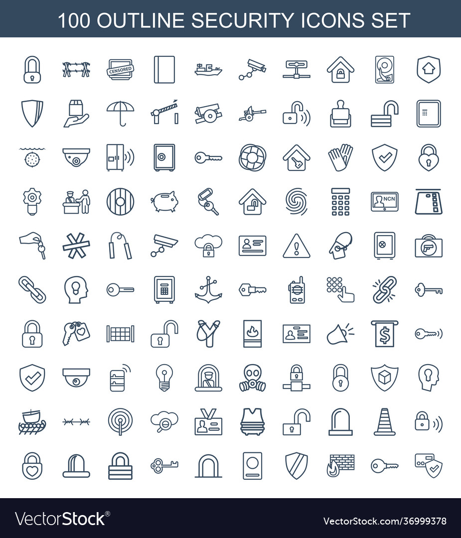 100 security icons Royalty Free Vector Image - VectorStock