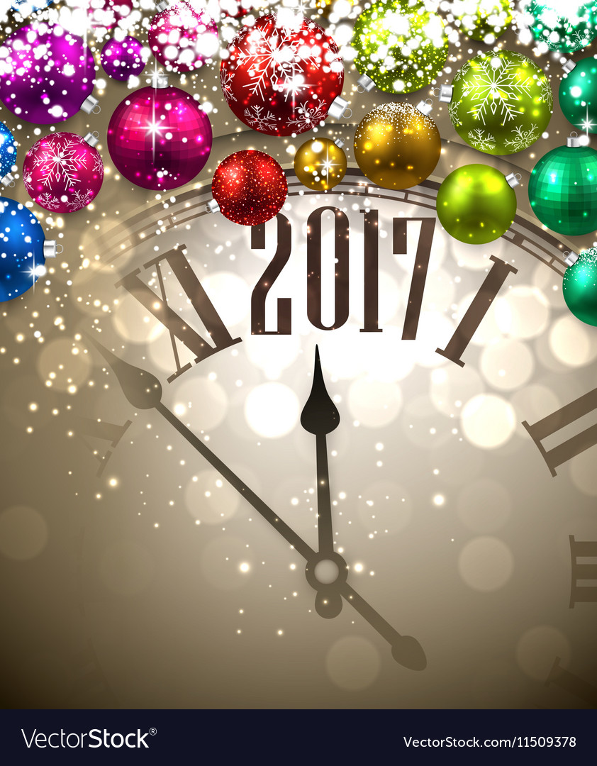 2017 new year background with clock