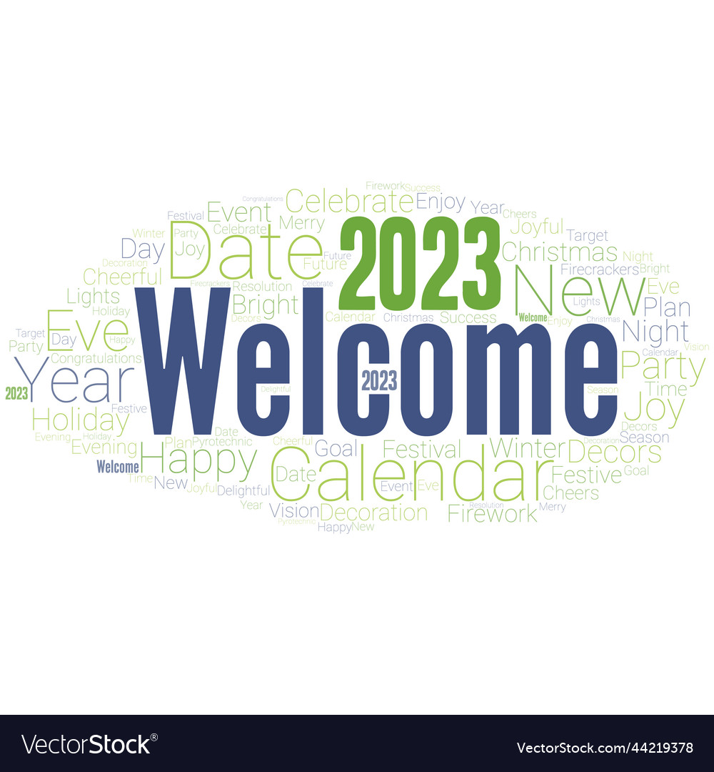 Big word cloud with new year 2023 words Royalty Free Vector