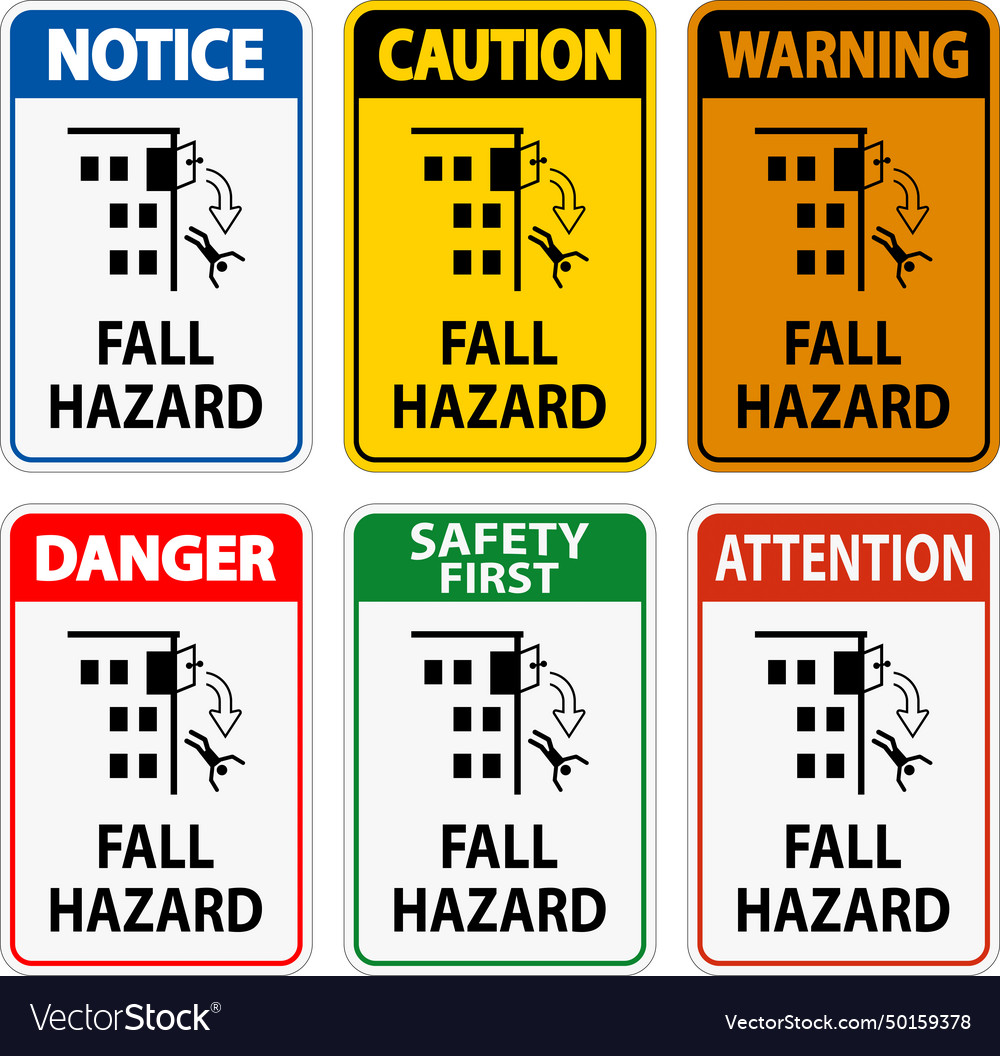 Caution sign fall hazard Royalty Free Vector Image