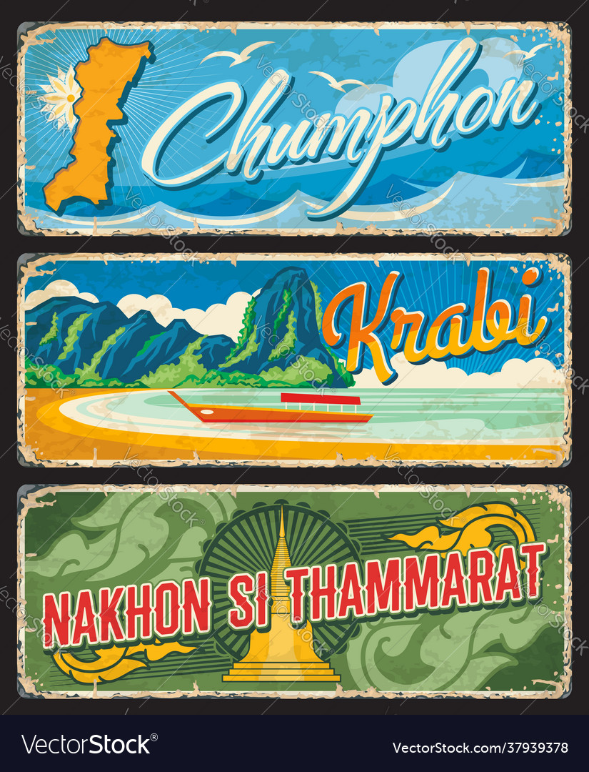 Chumphon krabi and nakhon si thammarat provinces Vector Image