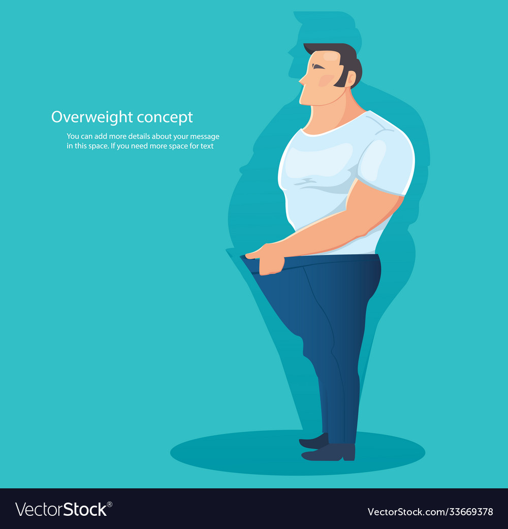 Concept overweight character belly fat vector image Concept overweight character belly fat